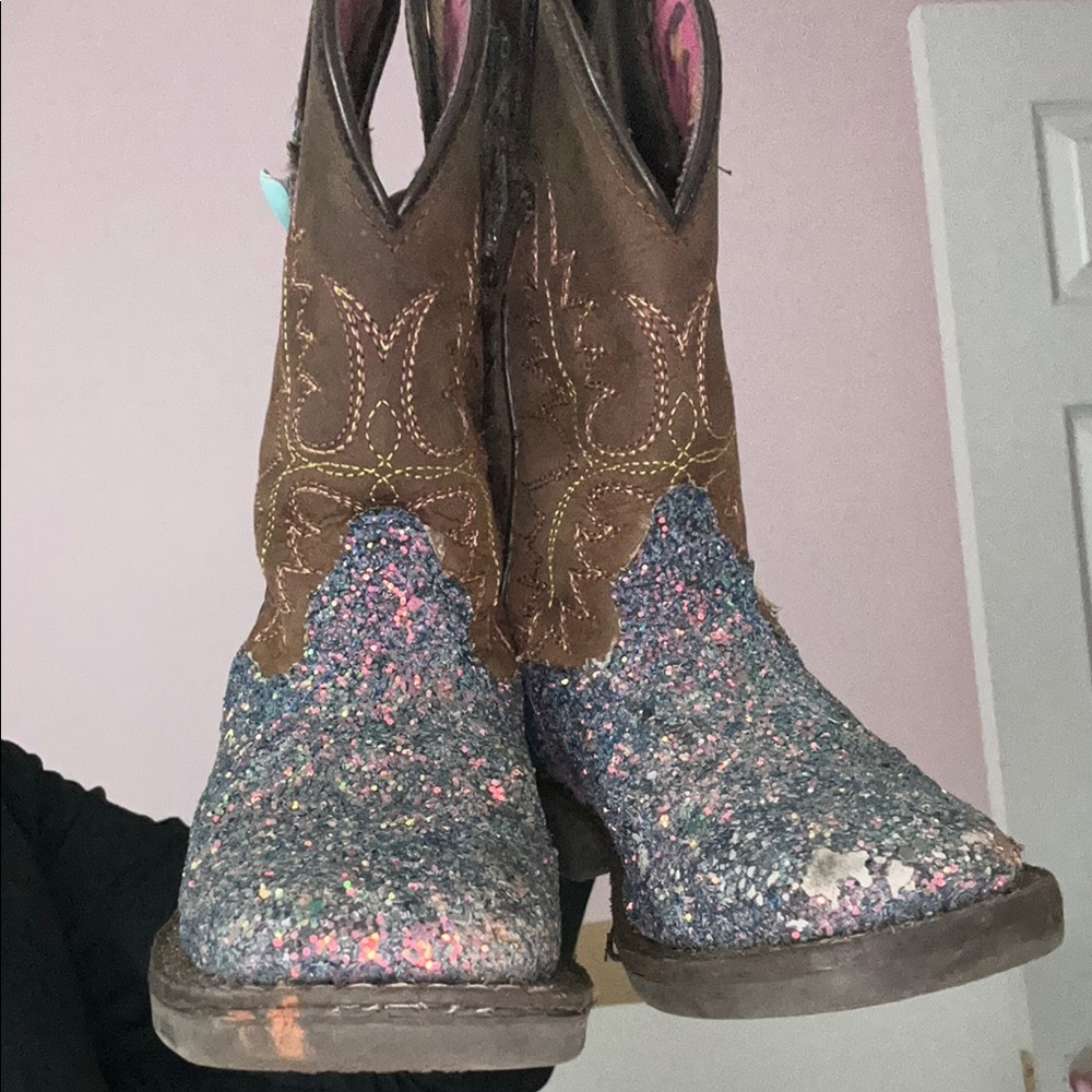 Brown and Glitter Cowboy Boots (MOVING SALE!)